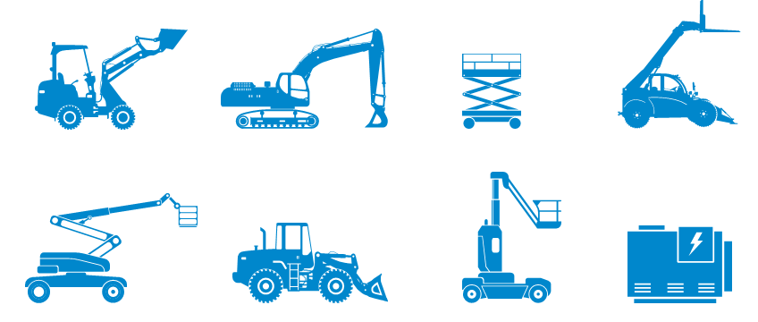 Various types of construction equipment for the ERA Equipment CO2 Calculator